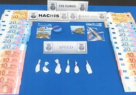 Dinero y droga intervenida al joven detenido en Macías Picavea.