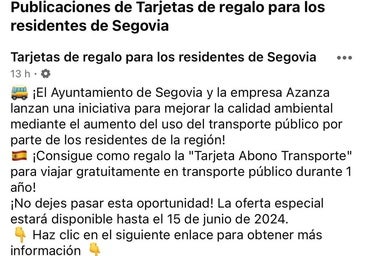 Alertan de intentos de estafa con bonos gratis para los autobuses de Segovia