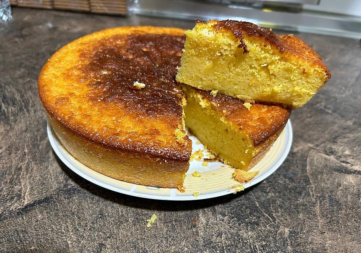 El bizcocho, listo para degustar.