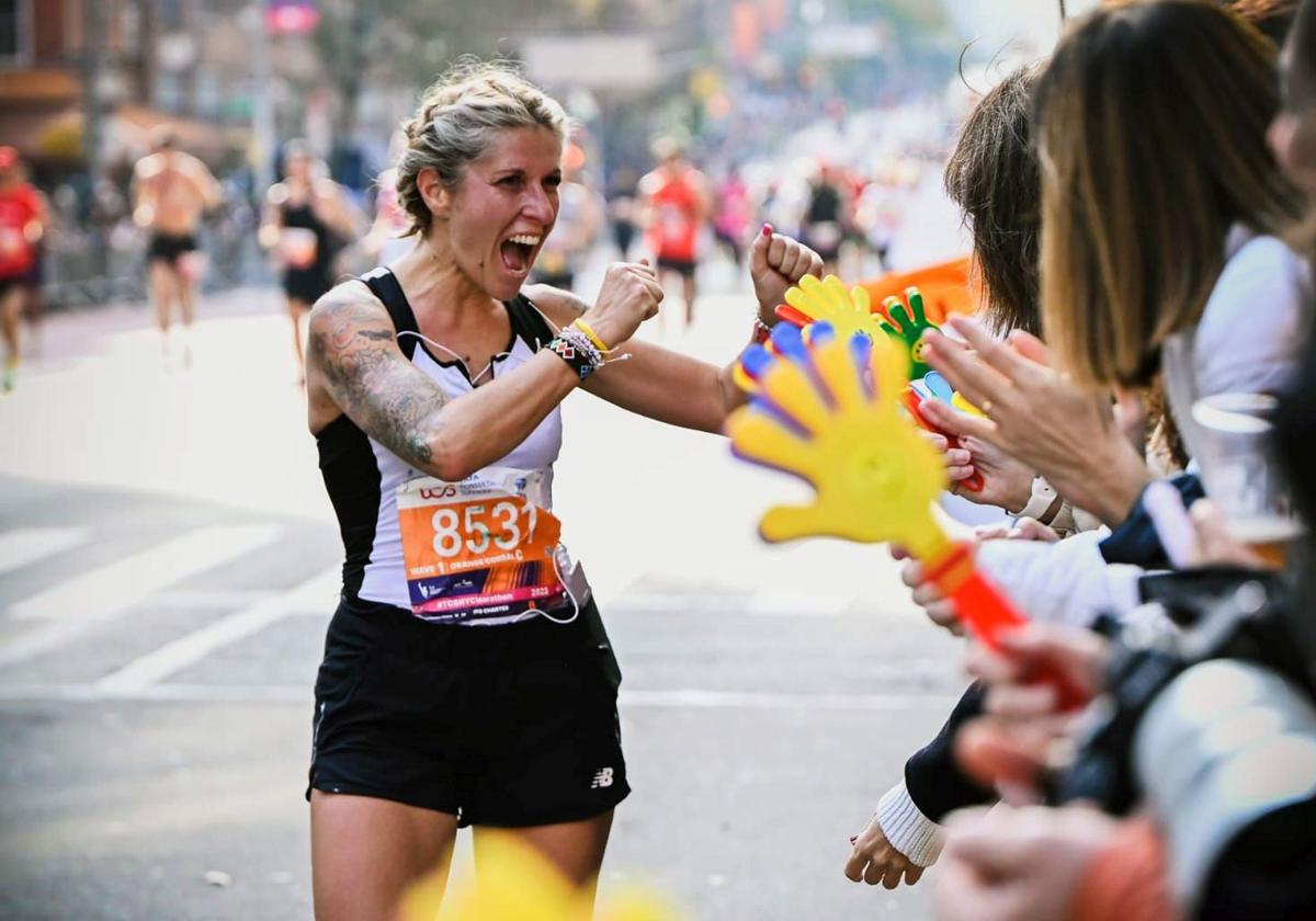 Catalina Herrero, durante una maratón.