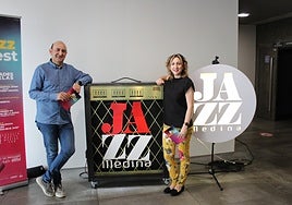 Manolo del Río y Cristina Aranda durante la presentación del Jazz Medina Fest