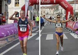 El vallisoletano José Félix Díaz y la extremeña Mónica Gutiérrez entrando en la meta de Campaspero.