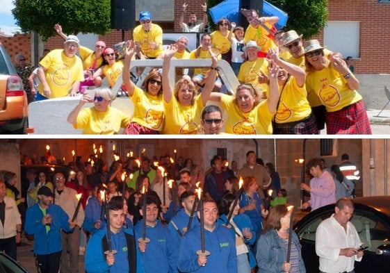 Las peñas y el desfile de antorchas en Baños de Cerrato.