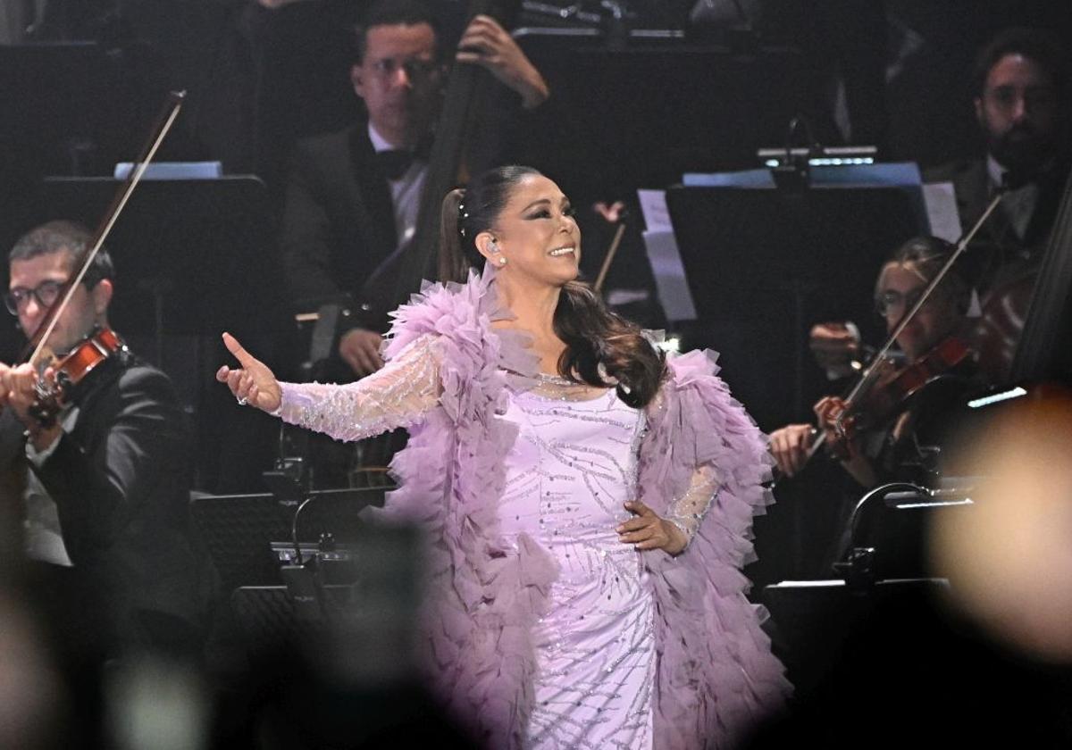 Isabel Pantoja, durante un concierto en Madrid en el mes de abril.