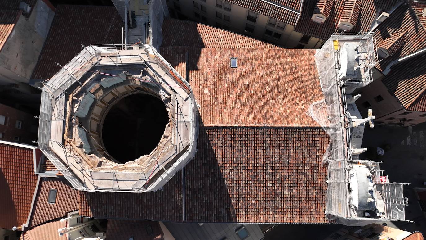 El estado actual de la iglesia de la Vera Cruz a vista de pájaro