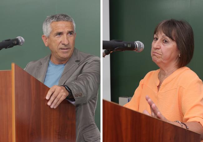 Alfredo Miguel Aguado y María de los Ángeles Ruiz Arija, durante sus discursos de despedida.