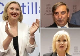 A la izquierda de la imagen, Isabel Blanco, nueva vicepresidenta de la Junta de Castilla y León; a la derecha, los recién designados consejeros José Luis Sanz Merino y Leticia García.