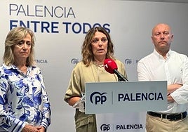 Milagros Marcos en la comparecencia de este lunes en la sede del PP.