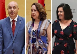 Jorge Llorente, Ana Álvarez-Quiñones y Sonsoles Sánchez-Reyes, en los actos de toma de posesión en Agricultura y Presidencia