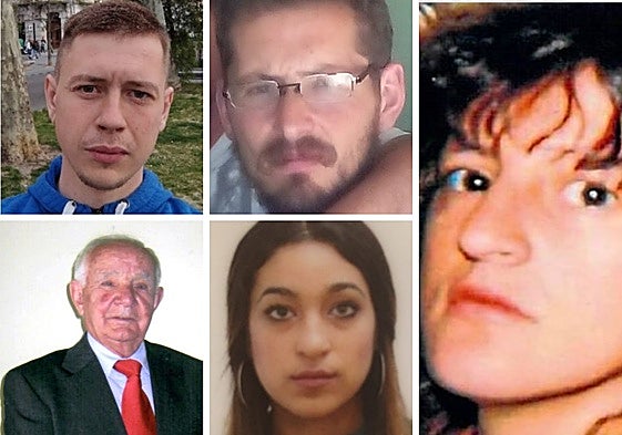 Imágenes de las cinco personas en paradero desconocido difundidas por SOS desaparecidos.