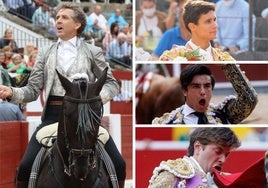 A la izquierda, Pablo Hermoso de Mendoza, y a la derecha, desde arriba, Manuel Diosleguarde, Jesús Enrique Colombo y Juan Leal