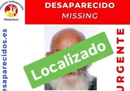 Cartel que anuncia que ha sido localizado el vecino desaparecido en Venta de Baños.