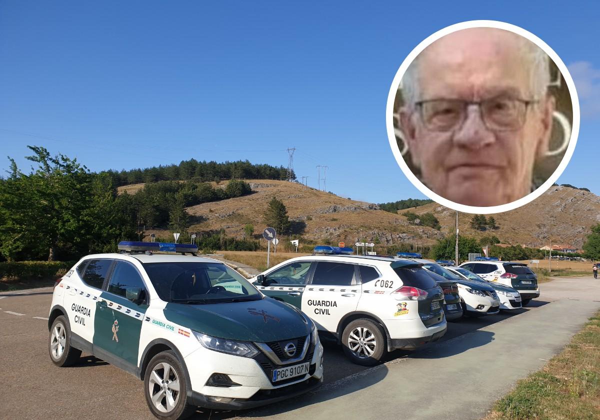 Vehículos de la Guardia Civil en la presa de Aguilar buscando al vecino desaparecido e imagen de Luis M. A.