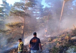 Labores de control del incendio en la sierra de Guadarrama.