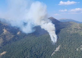 Vista aérea del lugar del incendio apenas unos minutos después de que empezasen las llamas.