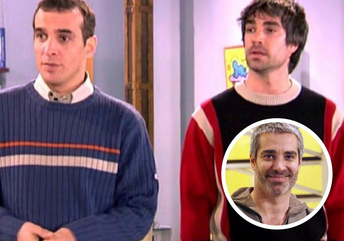 A la izquierda, el actor Luis Merlo interpretando a Mauri en Aquí no hay quien viva. A la derecha, Adrià Collado interpretando a Fer.