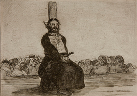 Agarrotado representado en 'Por una nabaja', obra de Francisco de Goya perteneciente a 'Los desastres de la guerra'.