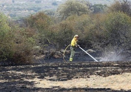 Trabajos de extinción del incendio de Navas de San Antonio en Segovia