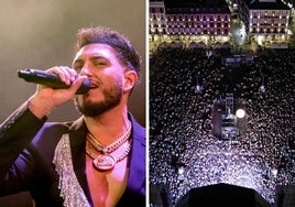 Omar Montes y la Plaza Mayor a vista de dron, en imágenes de archivo.