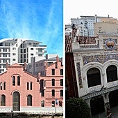 A la izquierda, infografía del futuro edificio de La Electra. A la derecha, fachada del Lope de Vega.