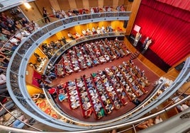 Gonzalo Santonja, consejero de Cultura, en el Teatro Fernando Arrabal, donde inauguró la Feria.