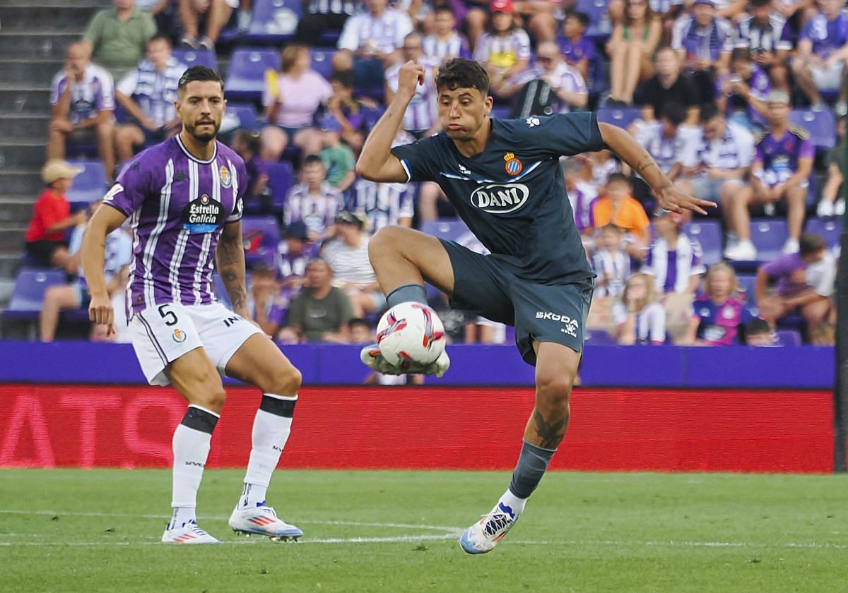 Javi Sánchez, durante el partido frente al Espanyol en el José Zorrilla.