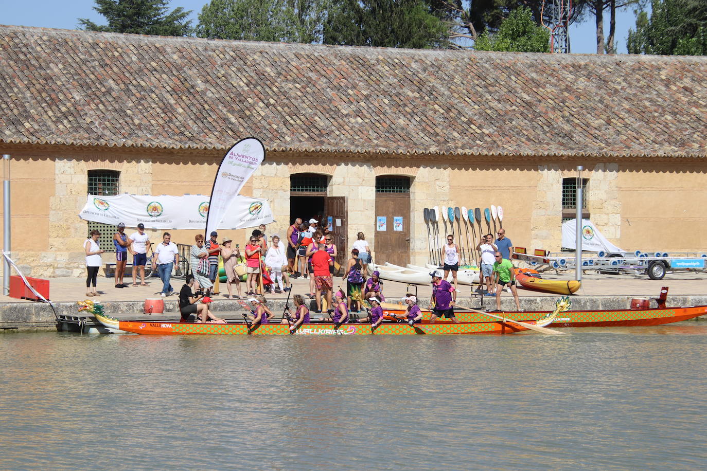 Las Vallkirias Pisuerga surcan las aguas del Canal de Castilla en Rioseco