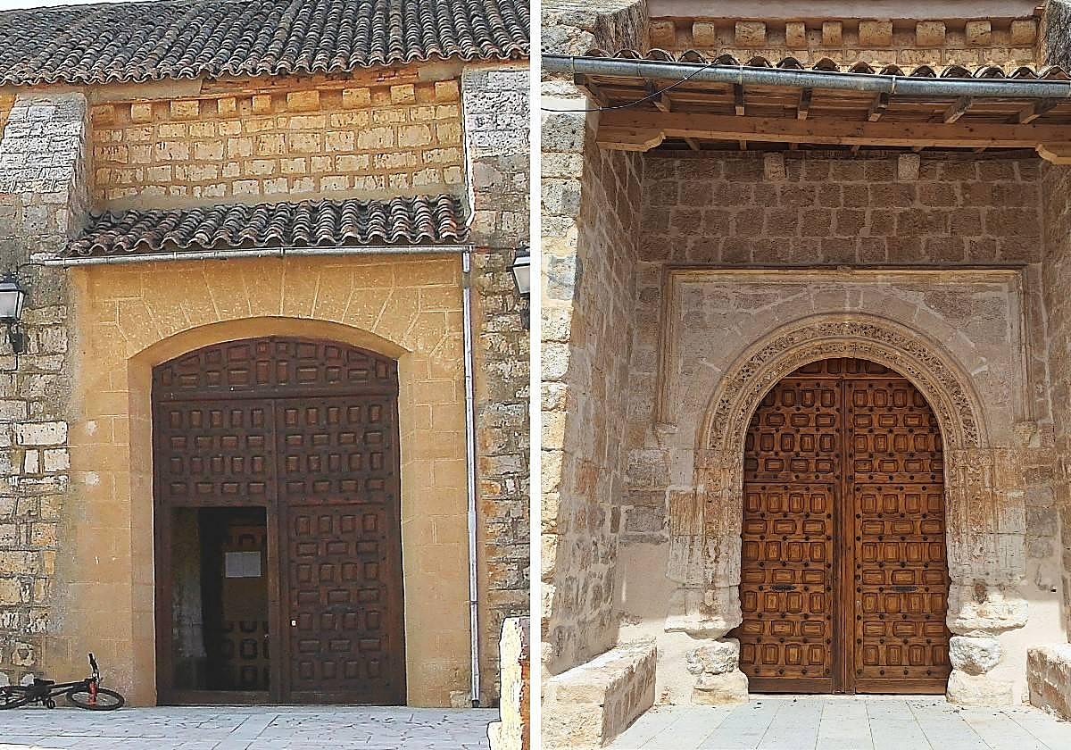 A la izquierda, la portada antes de la intervención, A la derecha, después de la obra.