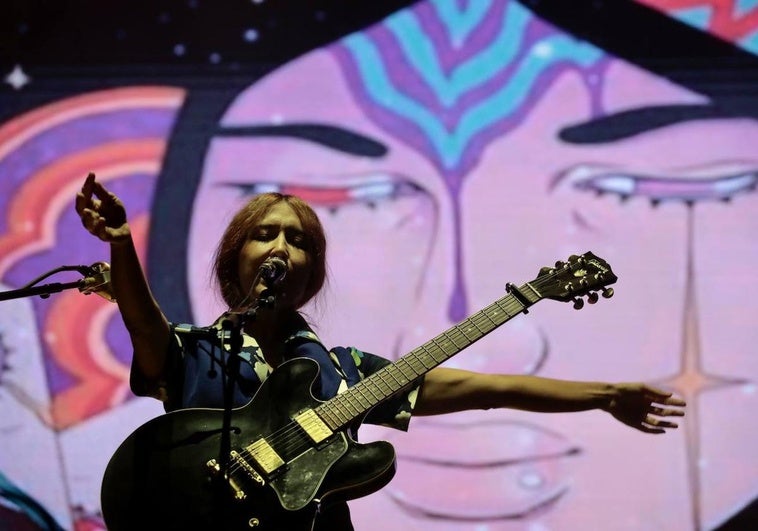 La cantante malagueña Anni B Sweet, durante un momento de su actuación en las fiestas de Valladolid.