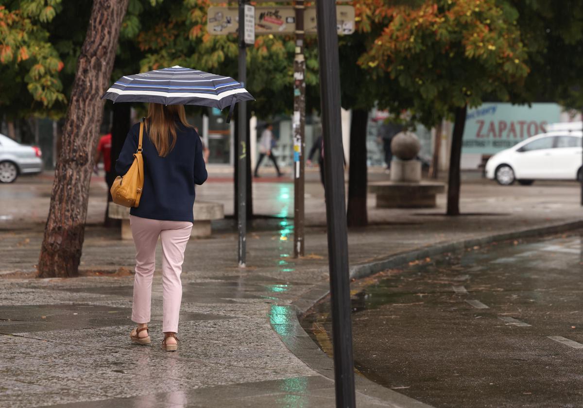 Una mujer se protege de la lluvia el pasado jueves en Valladolid.