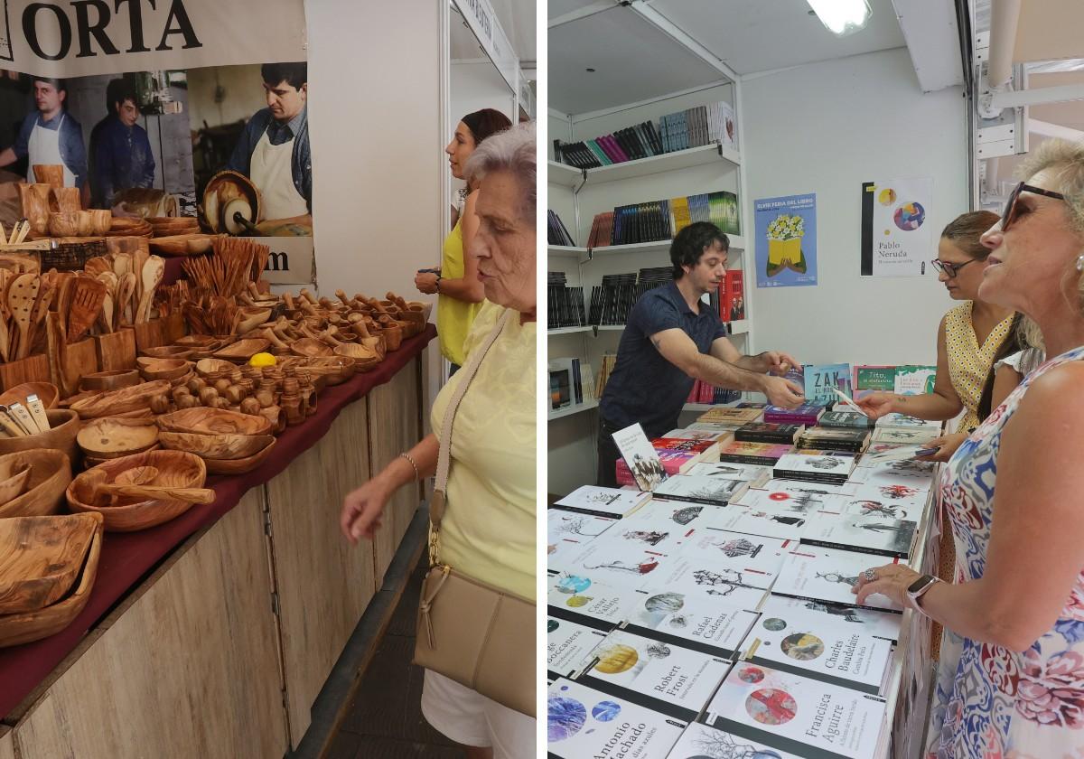 Puestos de la Feria del Libro y de Artesanía este domingo en el Salón.