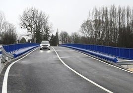 Inauguración de la obra realizada en el puente sobre el río Arlanzón, en Burgos.