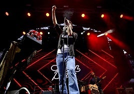 Sharon Bates, en el escenario de la Plaza Mayor.