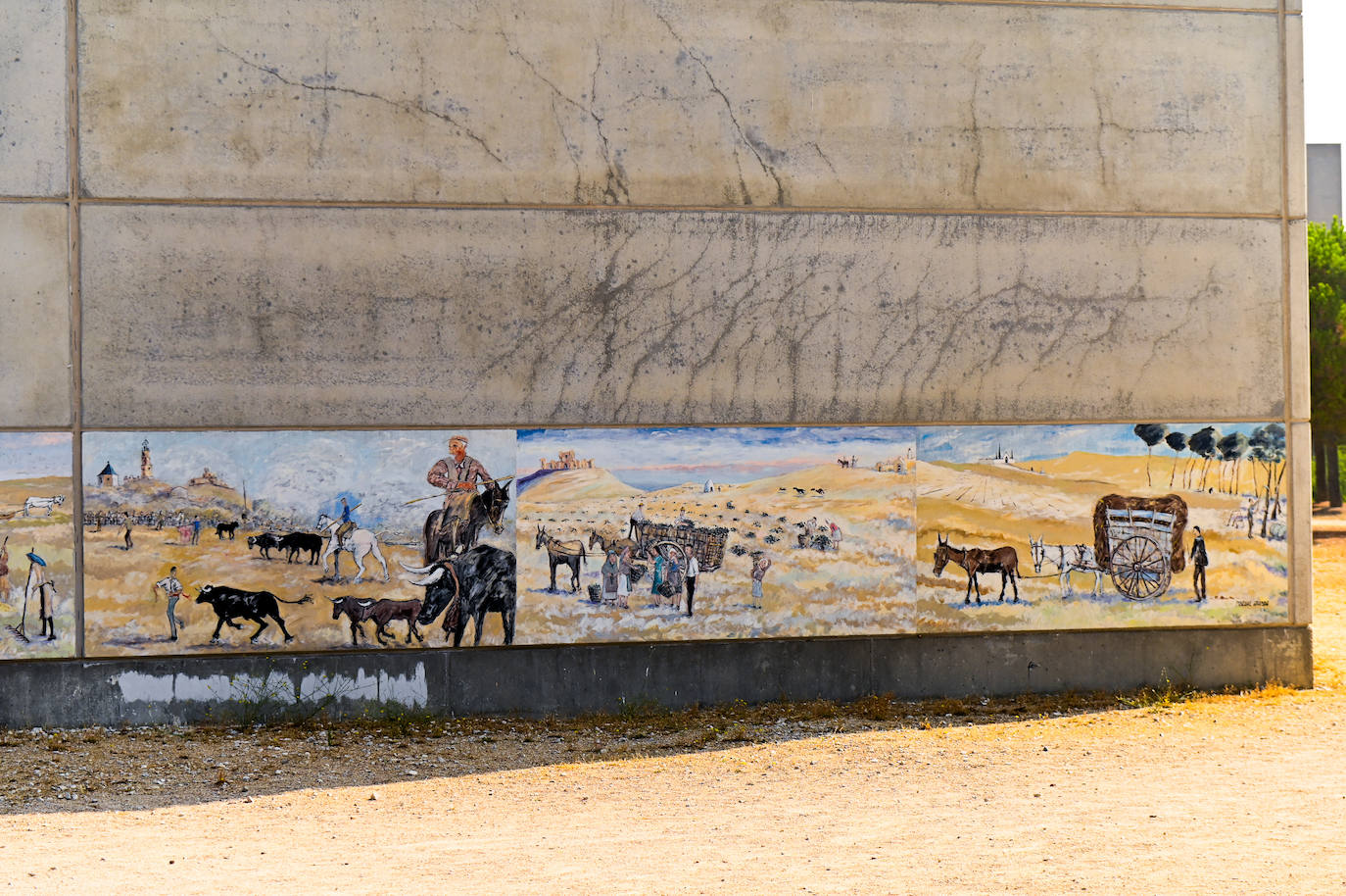 Escenas de laboreo agrario con animales en la ermita de San Isidro.