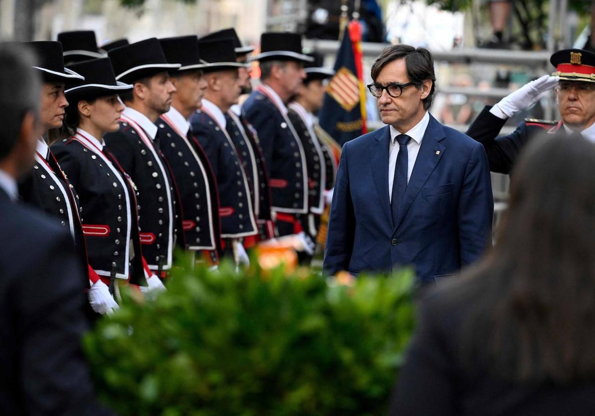 Salvador Illa durante los actos oficiales de la Diada.