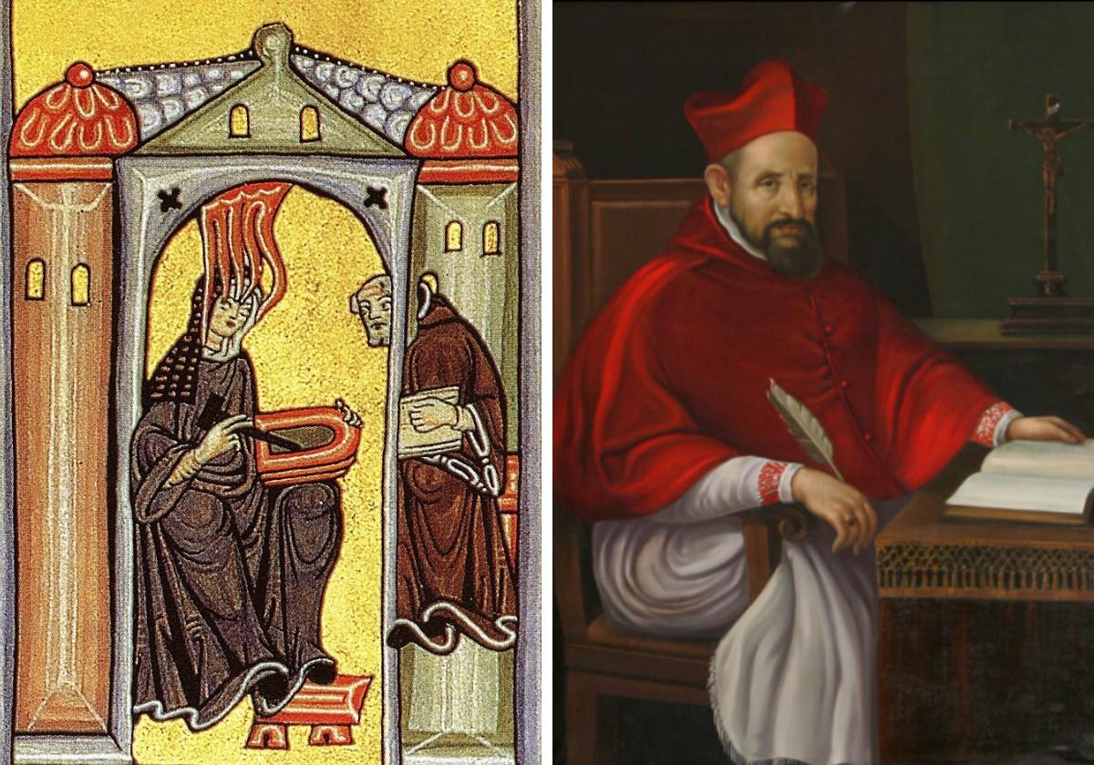 Santa Hildegarda de Bingen y San Roberto Belarmino.