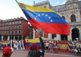 Concentración de apoyo a Venezuela en la Plaza Mayor de Valladolid hace justo un mes.