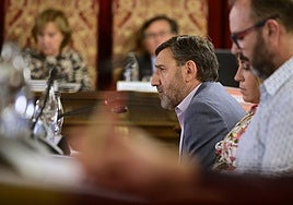 El portavoz socialista, Francisco Ferreira, durante una intervención en un pleno de la Diputación.