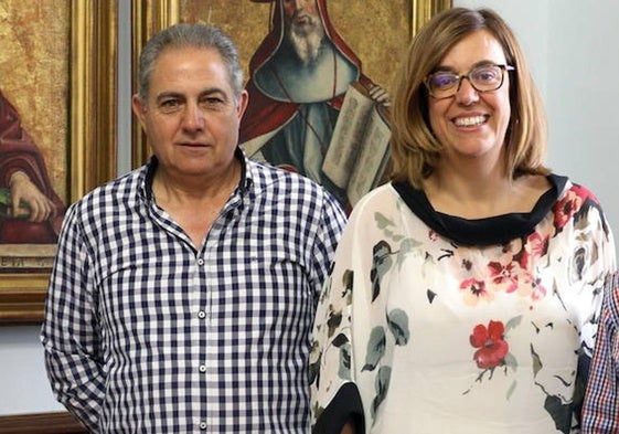 Jesús María Palacín, con la presidenta de la Diputación, tras una reunión en Palencia en 2018.