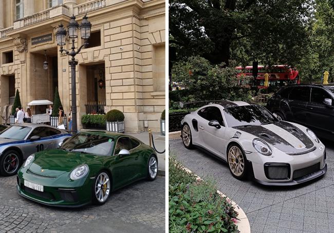 Porsche GT3 equipado con el paquete 'touring' (izquierda), caracterizado por la ausencia de alerón. A la derecha, un Porsche 911 GT2 RS, una de las versiones más radicales del modelo.