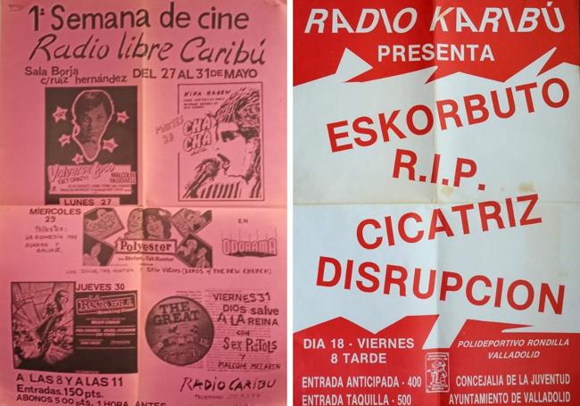 Carteles promocionales de eventos organizados por Radio Karibú.