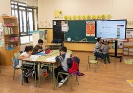 El aula de Bolaños de Campos, integrada en el CRA Campos de Castilla, que permanece abierta con cuatro alumnos.