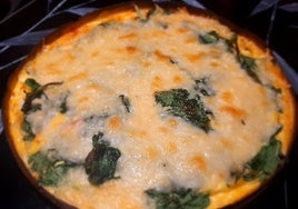 Quiche de tortilla con espinacas