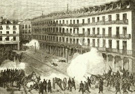 Enfrentamientos en Valladolid entre tropas gubernamentales y voluntarios de la libertad en enero de 1874.