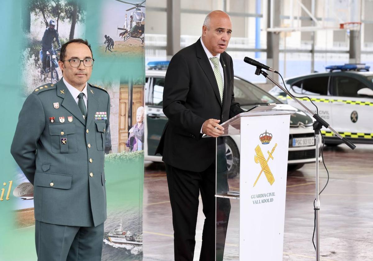 El subdelegado del Gobierno, Jacinto Canales, junto al coronel Andrés Velarde, durante el acto de presentación de las tres operaciones contra la ciberdelincuencia.