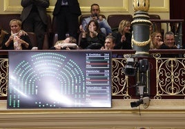 Aplausos de enfermos de ELA y familiares en el Congreso.