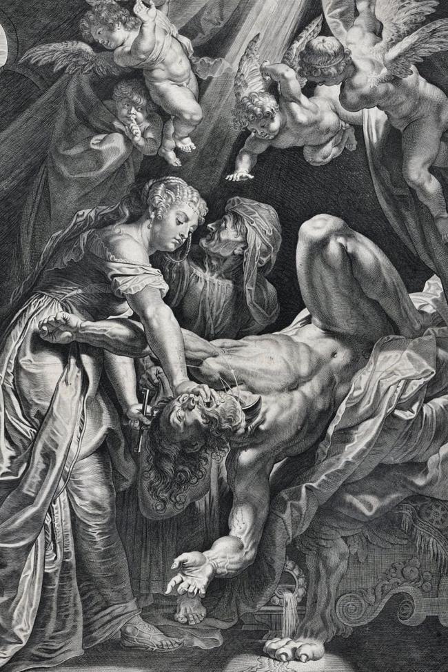 Grabado de Cornellis de Galle que recoge el 'Judith y Holofernes'.