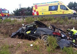 Estado en el que quedó el vehículo tras salirse de la calzada en la A-6.