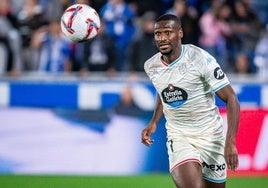 Sylla, durante el partido frente al Alavés en Mendizorroza.