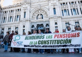 Protesta en favor de la sostenibilidad de las pensiones.